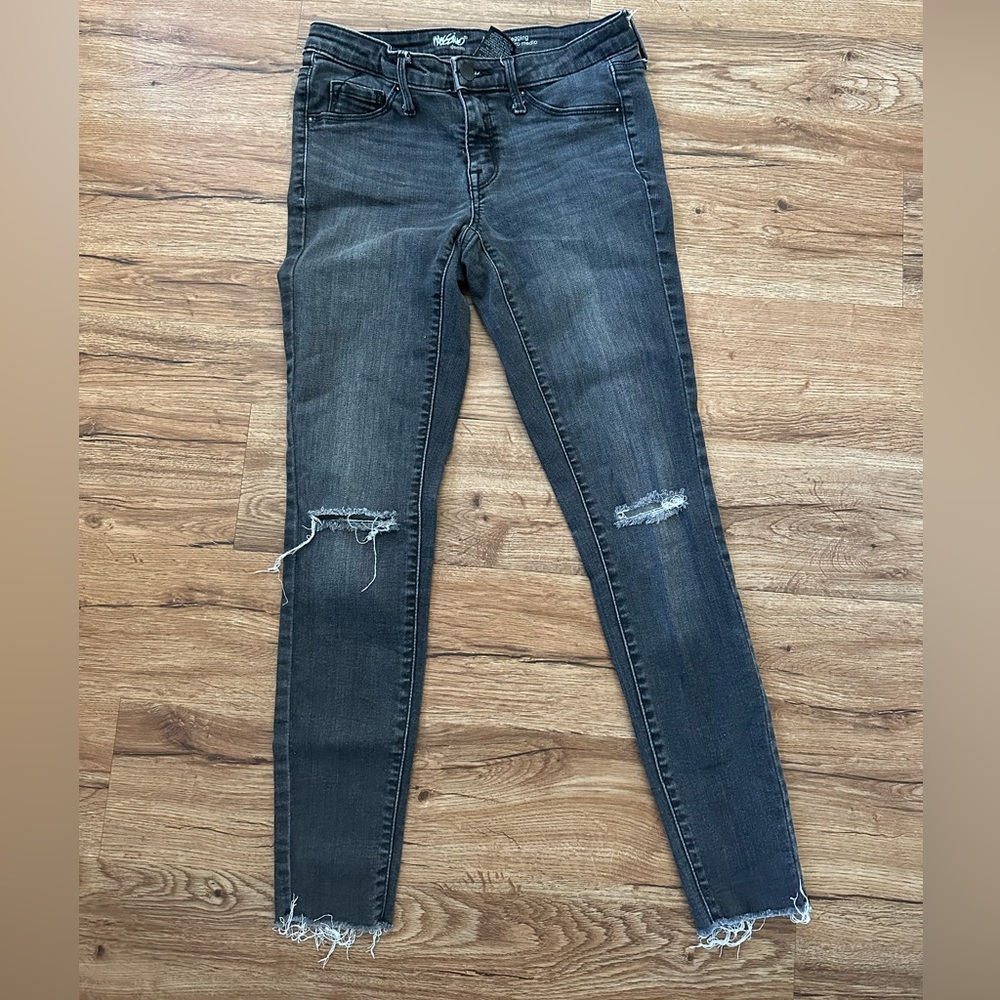 Mossimo Mid Rise Distressed Black Jeans